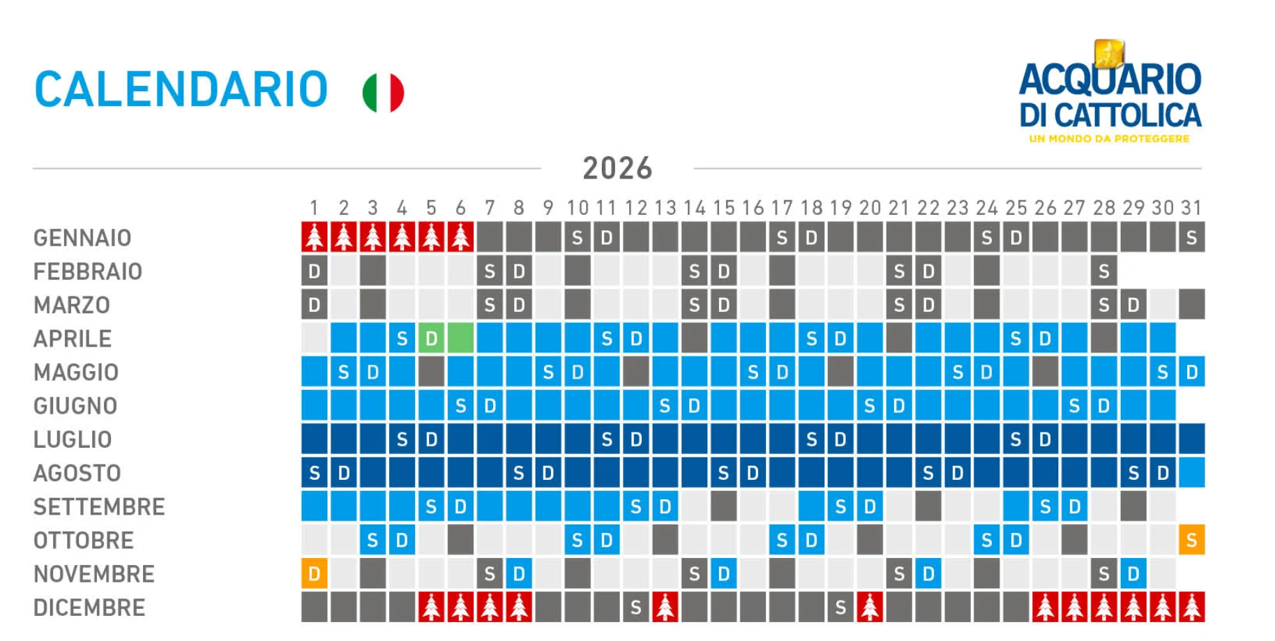 Calendario e orari ACQUARIO DI CATTOLICA